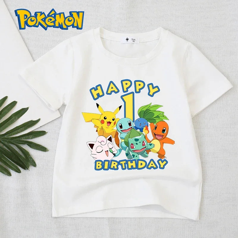 Cartoon Pokémon Number Print T-Shirt