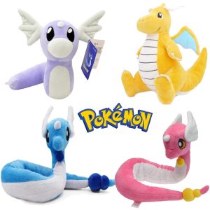 20-68cm Kawaii Pokemon Original Flash Dragonite Mini Dragon Dragonair Cartoon Soft Plush Doll Throw Pillow Child Birthday Gift